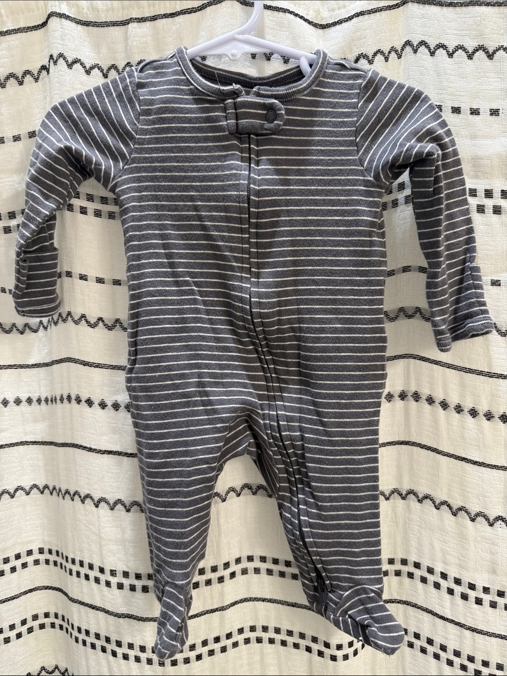 Carter's Gray and White Striped Footed One-Piece